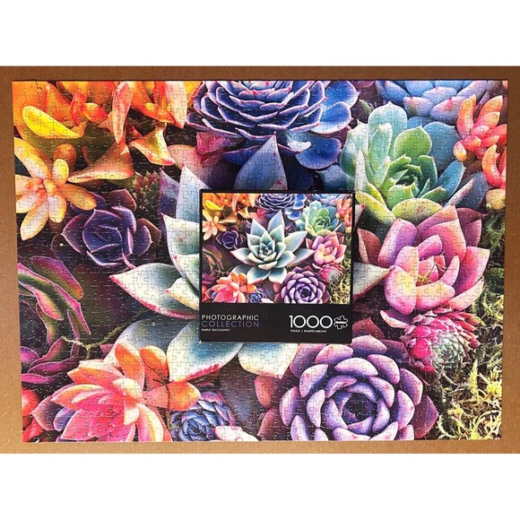 Simple Succulents 1000 Piece Photographic Jigsaw Puzzle Buffalo - Complete - Picture 2 of 7